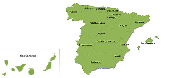 Spanish regions map